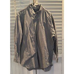 VINTAGE Ralph Lauren Shirt Mens 17.5 34 / 35 Gray Houndstooth Yarmouth Oxford